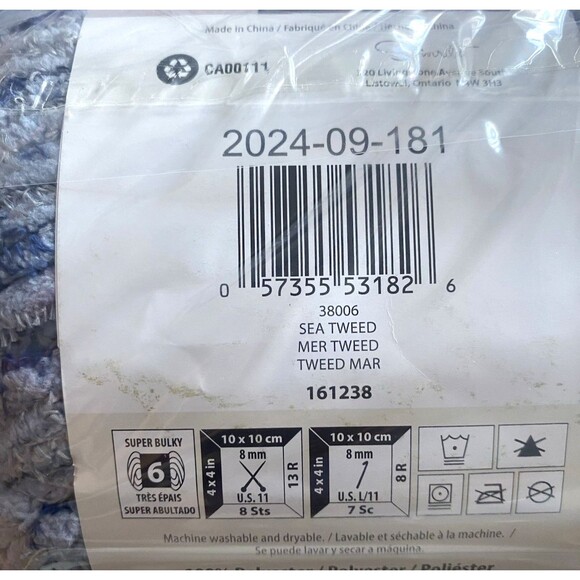 Bernat Blanket Tweeds Yarn 10.5oz Sea Tweed Lot of 3 Skeins Super Bulky 6 - Picture 3 of 7